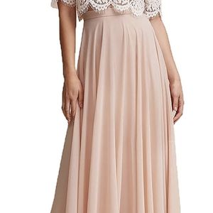 Floor length pink chiffon skirt, size large